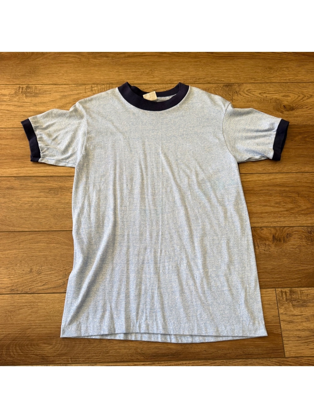 Vtg 70s JCPenney Blue Navy Ringer Tee Shirt Sz M Fits Small